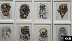 Obras del prisionero de conciencia cubano Luis Manuel Otero Alcántara, en la exhibición de arte "Alcántara", en la ciudad de Miami.