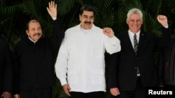 Daniel Ortega, Miguel Díaz-Canel y Nicolás Maduro.