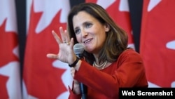Ministra de Relaciones Exteriores de Canadá, Chrystia Freeland.