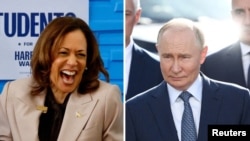 La vicepresidenta y candidata a la Casa Blanca Kamala Harris y el presidente ruso Vladimir Putin. (Collage a partir de fotos de Reuters).