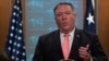 Mike Pompeo en conferencia de prensa en Washington. 