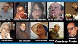 Algunos de los intelectuales firmantes del "Mensaje desde La Habana para amigos que están lejos”, 2003.